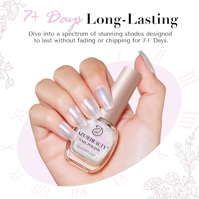 AZUREBEAUTY Shimmering Purple Nail Polish,Glitter Purple Color Quick Dry Complete Natural Super Lustrous Nail Enamel Polish,Professional for Nail Art DIY Manicure and Pedicure at Home