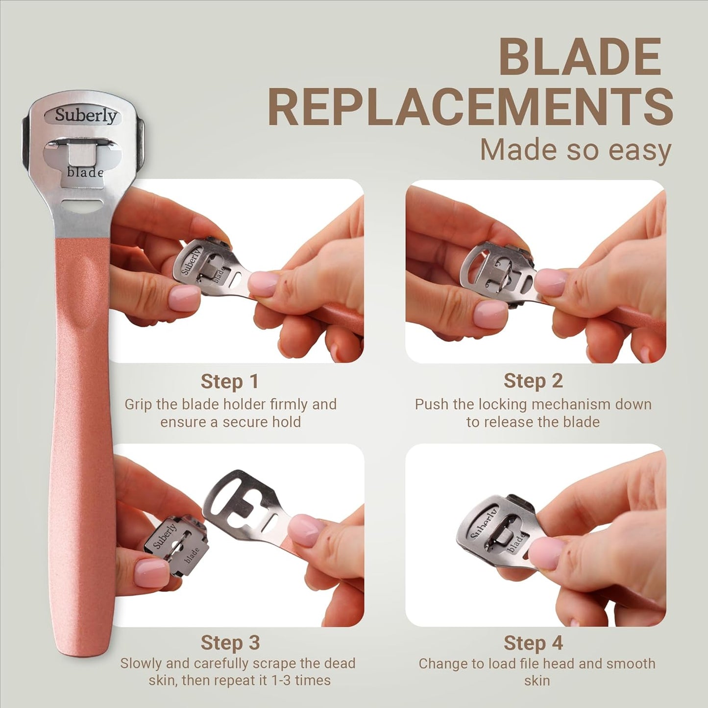 Callus Shaver for Feet – 410 Stainless Steel, Foot Shaver Callus Remover with 10 Replaceable Blades, Multi-Use for Corns & Dead Skin Removal – Pain-Free Pedicure Tool for Soft, Smooth Skin
