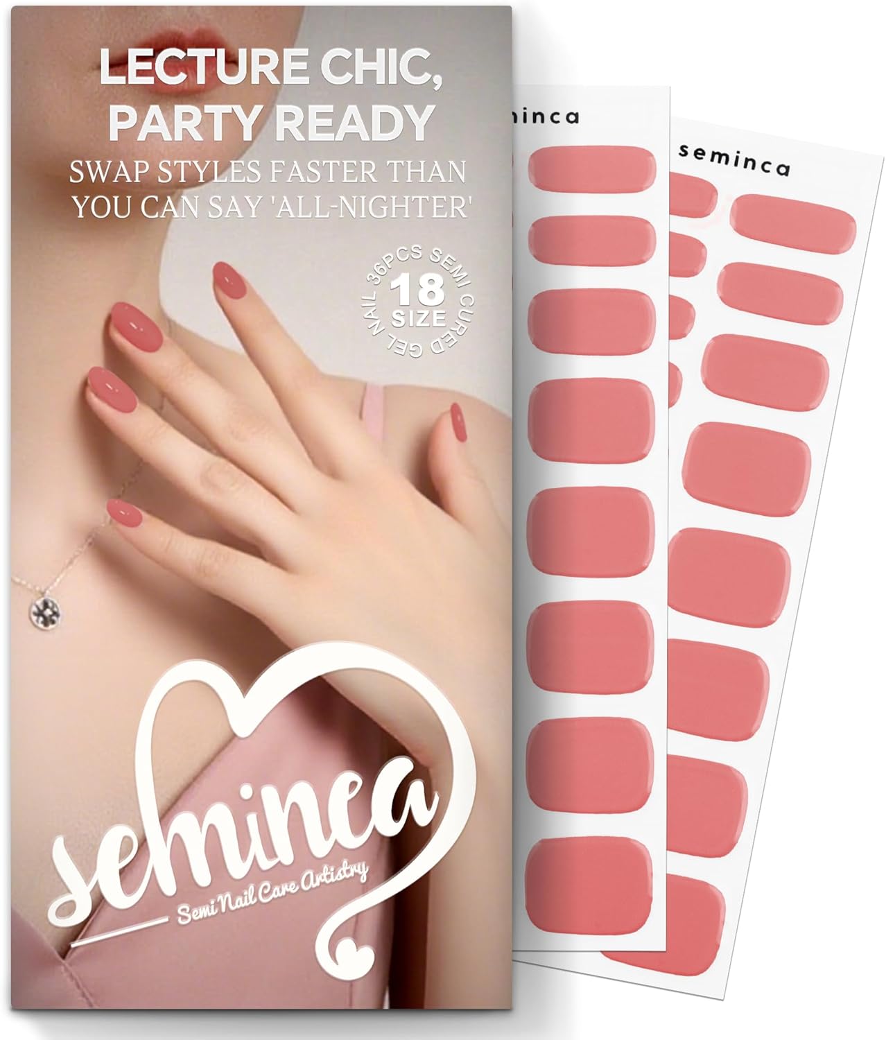 Semi Cured Gel Nail Strips-Salon Quality Semi Gel Press On Nails - School Policy Stickers,Glossy Fake Nails Kit, Easy DIY at Home, Works with Any UV/LED Lamps(Cream Glow)