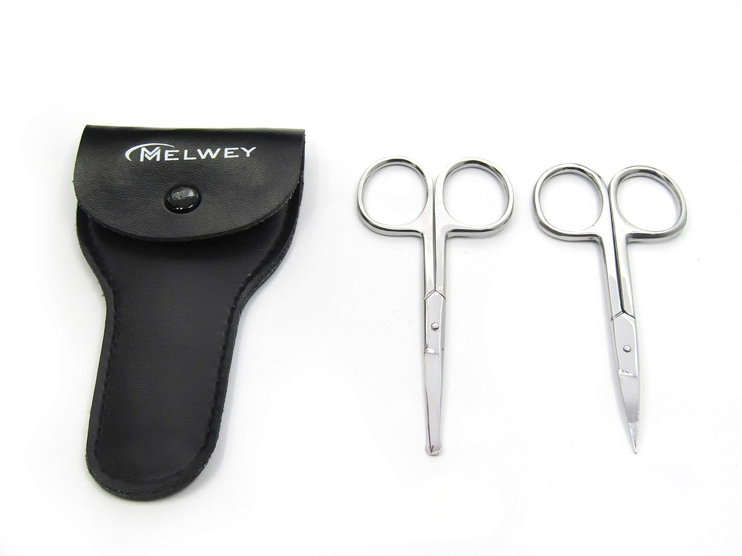 Pack of 2 Curved & Rounded Blunt Tip Stainless Steel Small Scissors for Eyebrows & Eyelashes, Beard Trimming & Moustache, Baby Nails, Nose & Facial Hair