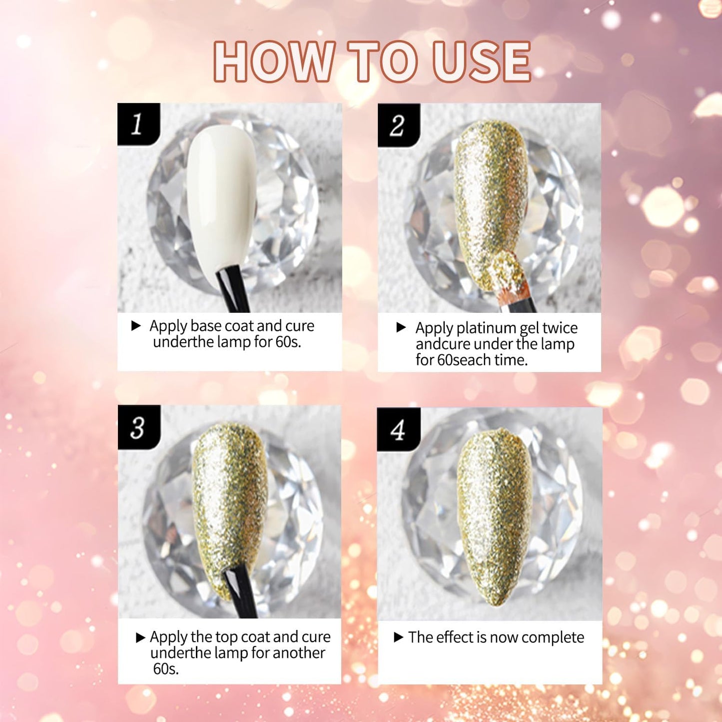 4 Colors Ombre Gel Nail Polish Pat Pating Gradient Painting Gel, With 100PCS Nail Sponges & Grabbing Pen,Platinum shine Painting For Nails French Manicure DIY Nail Art Sponge Pat Paint
