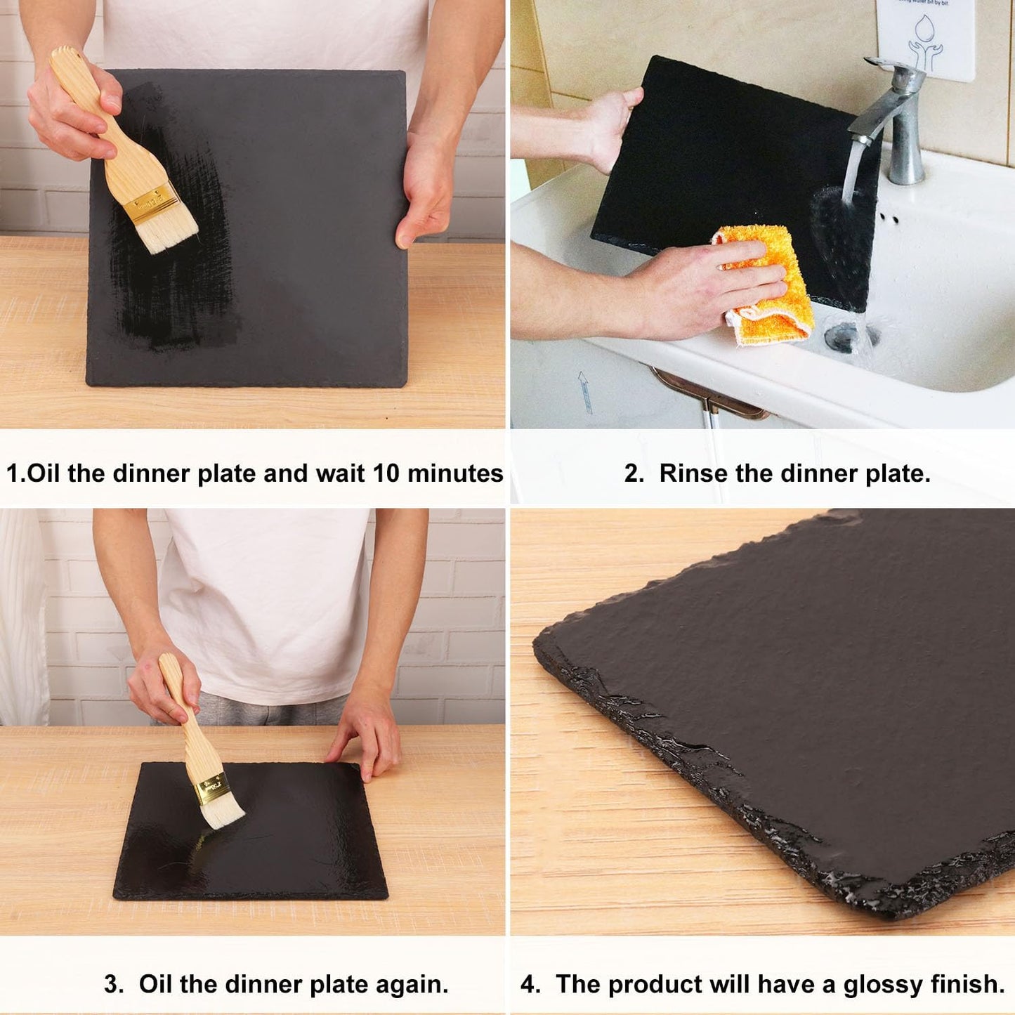 4 Pack 12 x 12 Inch Slate Cheese Boards, Black Square Slate Charcuterie Boards, Natural Charcuterie Stone Plates for Parties, Gifts, and Special Events, Cheese, Sushi, Food.