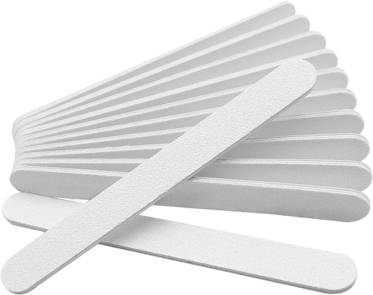 White Nail Files (12 Pack), Professional 100/180 Grit Double-Sided Emery Boards for Natural Nails, Acrylics & Gels, Durable White Fingernail and Toenail File Kit for Manicure & Pedicure