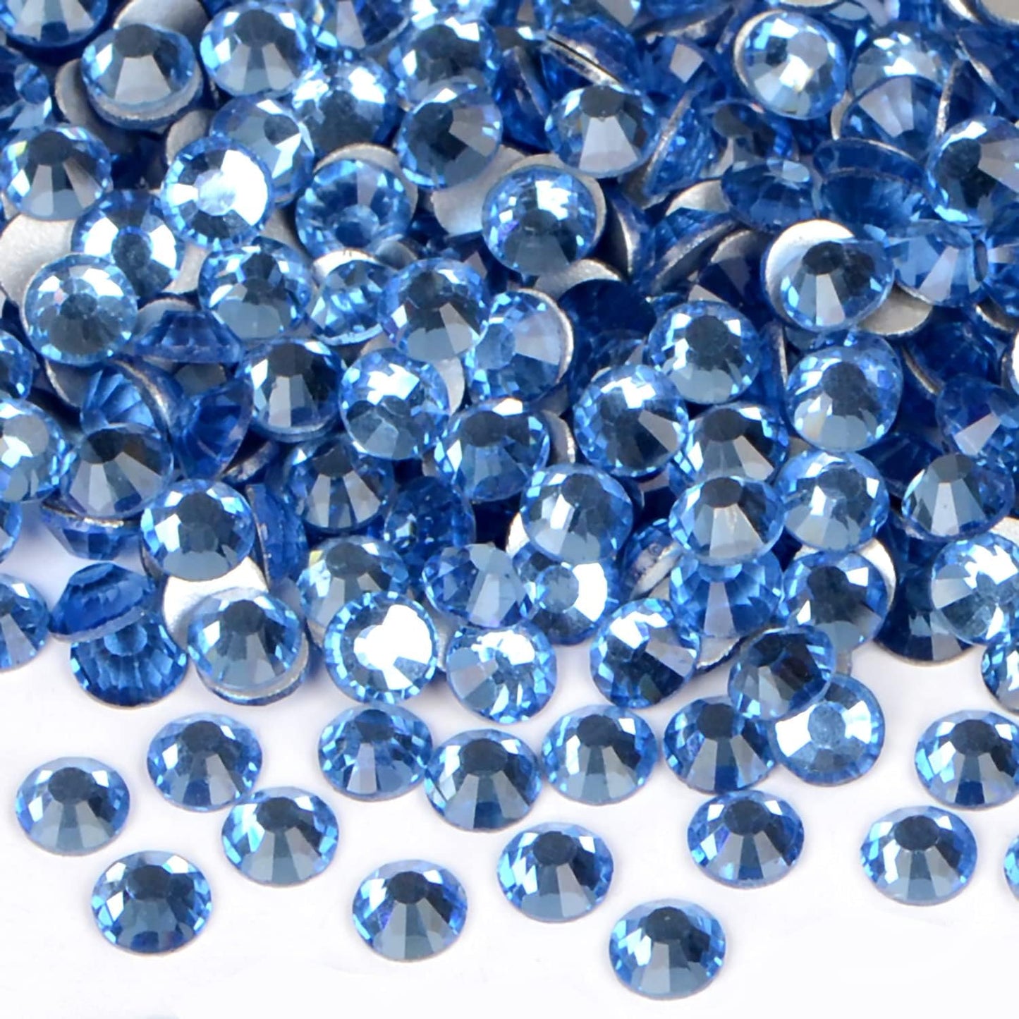 2880PCS Art Nail Rhinestones Non Hotfix Glue Fix Round Crystals Glass Flatback for DIY Jewelry Making with one Picking Pen (ss6 2880pcs, Lt. Sapphire)