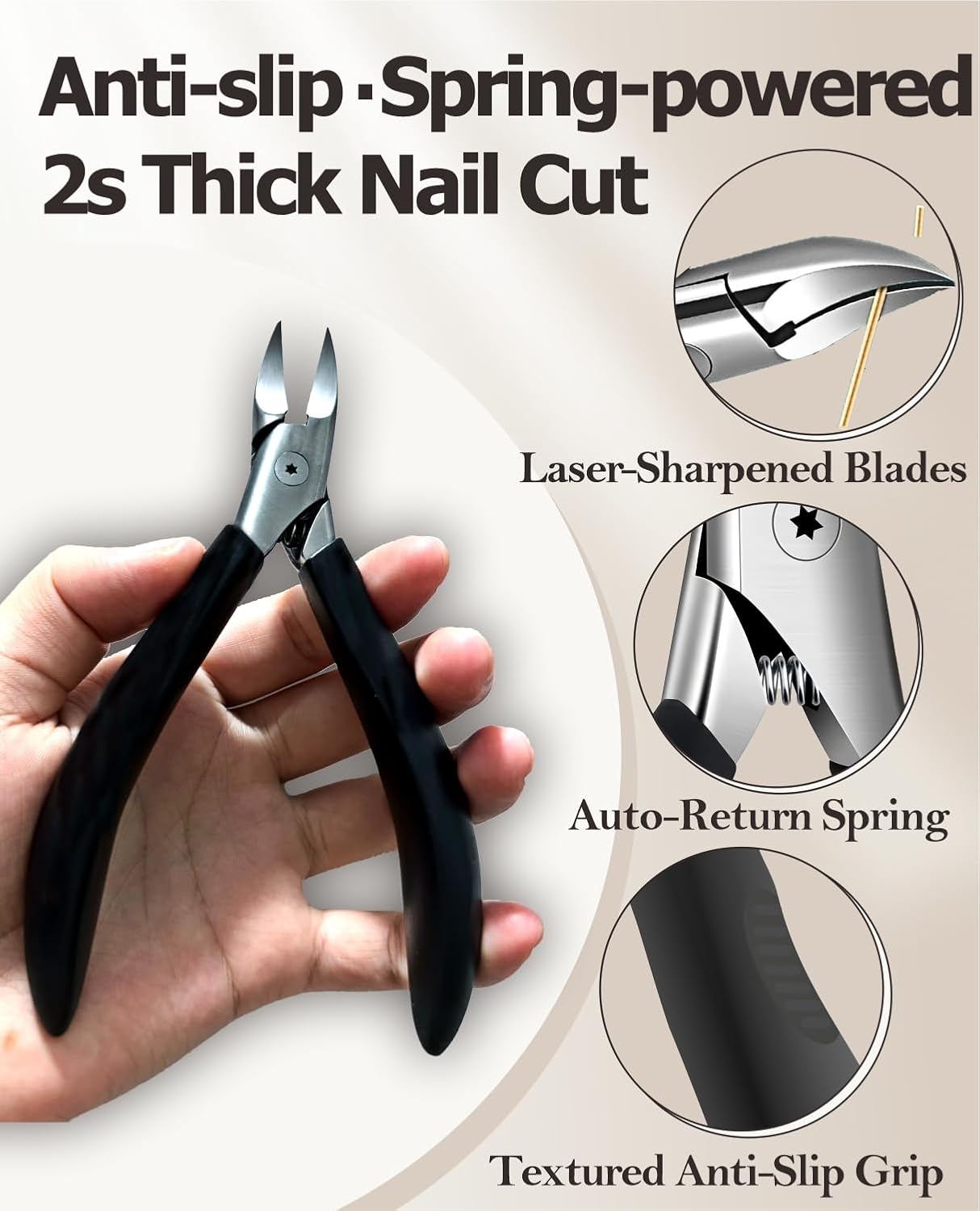 Toenail Clippers for Ingrown & Thick & Hard Nails - Ingrown Toenail Clippers for Men Women Seniors - Fingernail Toe Nail Clippers with Sharp Blades/Effort-Saving Spring/Long Non-Slip Handle Design