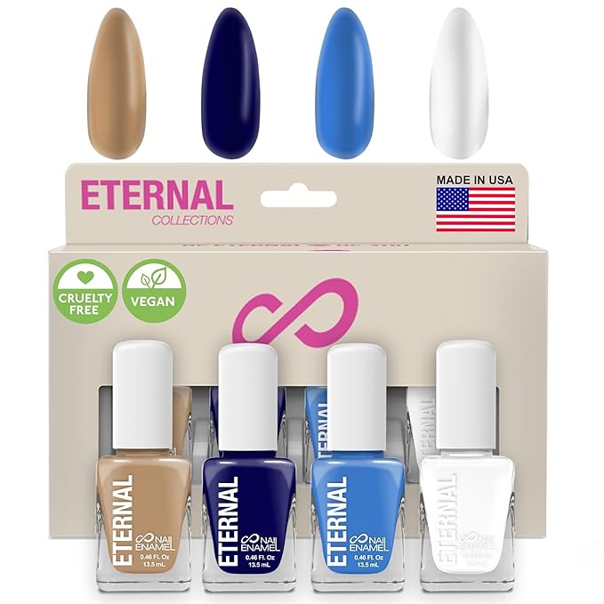 Eternal Nail Polish Set 4 Piece Kit: Long Lasting, Quick Dry and Cruelty Free. Made in USA - 0.46 Fluid Ounces Each (Santorini)