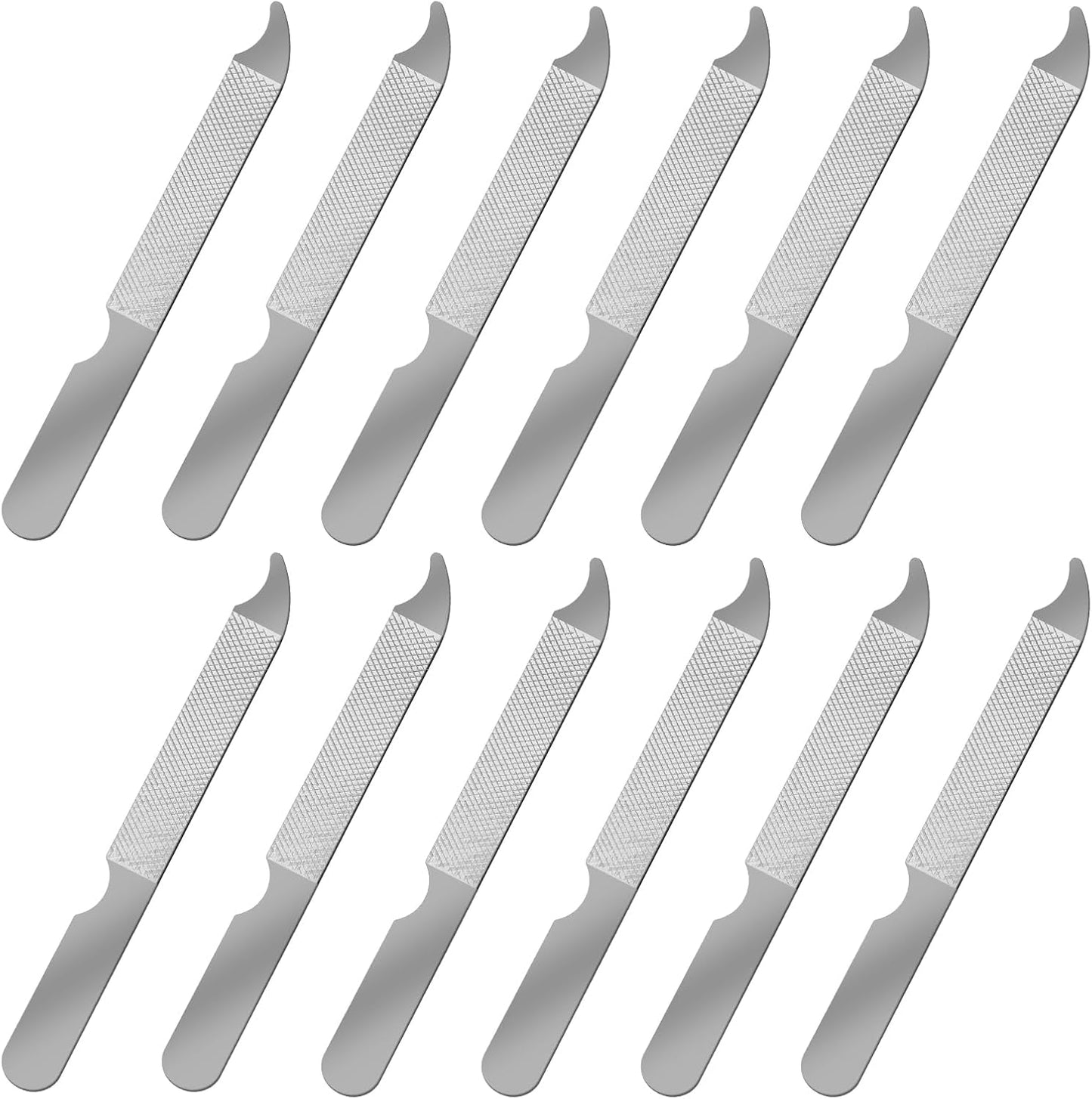 12 PCS Metal Nail Files for Women Stainless Steel Finger Nail Buffer Double-Sided Precision Fingernail Files with Curved Sharp Pointed Tip Thin Durable Nails File Bulk for Salon Home Travel