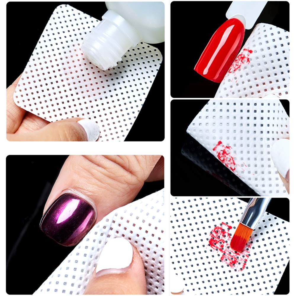 800 PCS Lint Free Nail Wipes EBANKU Lash Glue Wipes Eyelash Glue Bottle Pads Non Woven Nail Polish Remover Wipe Nail Lash Extensions Supplies