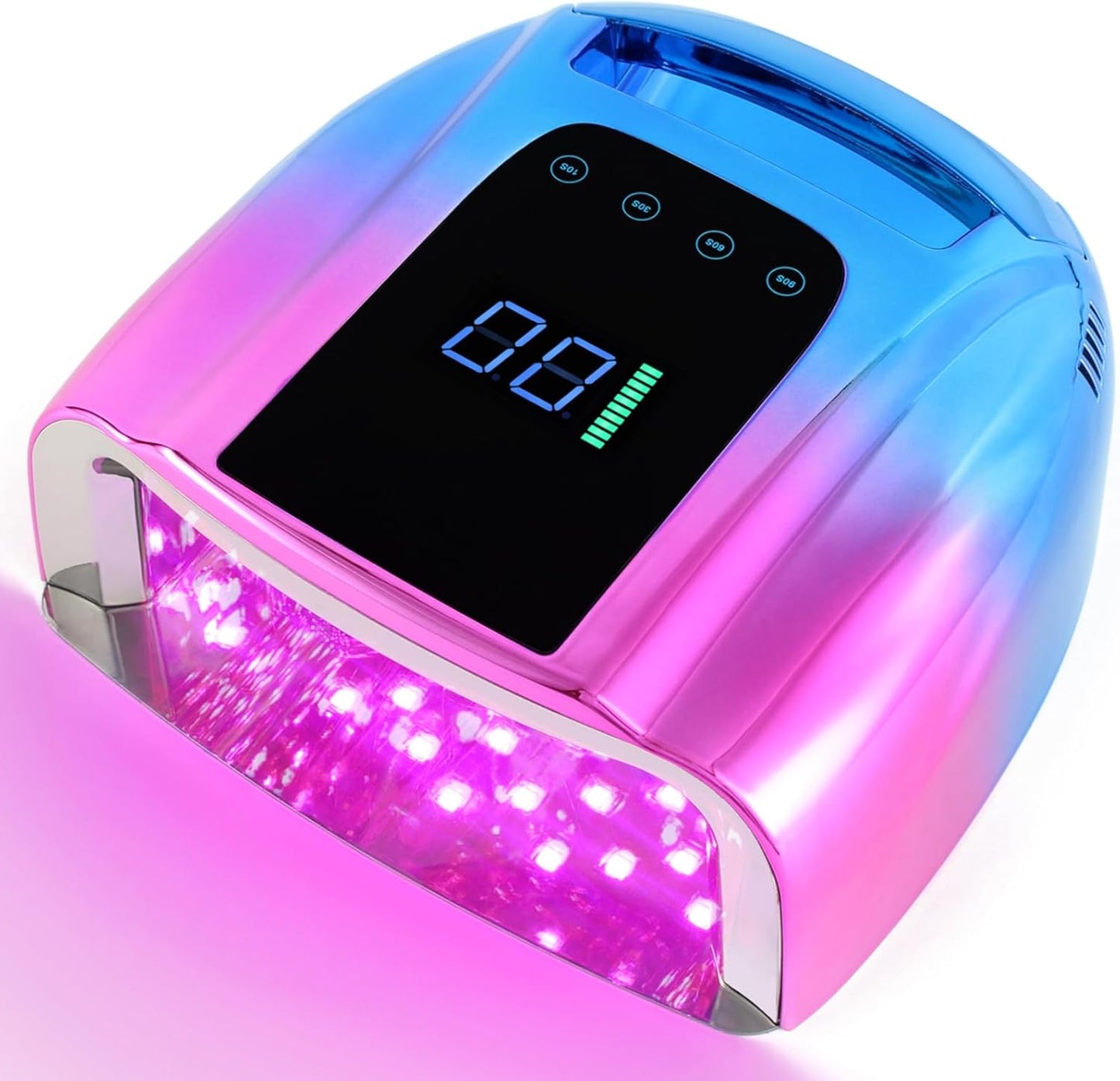 Professional Rechargeable 96W UV LED Portable Cordless UV Light for Nail Lamp Machine with Metal Base, Auto Sensor and 4 Timer Settings, Salon Quality UV Nail Light(Blue&Purple)