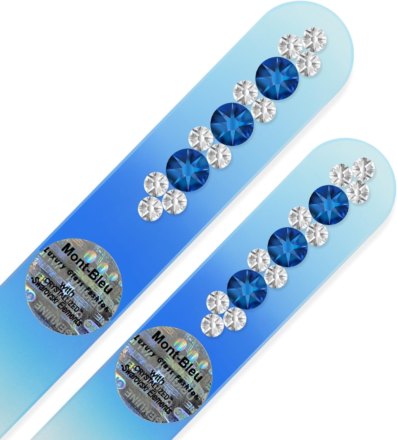 Gifts for Women - Mont Bleu Set of 2 Glass Nail Files Hand Decorated with Crystals - Handmade Gifts - Premium Nail Filer Kit - Excellent Nail Filing Tools - Gifts