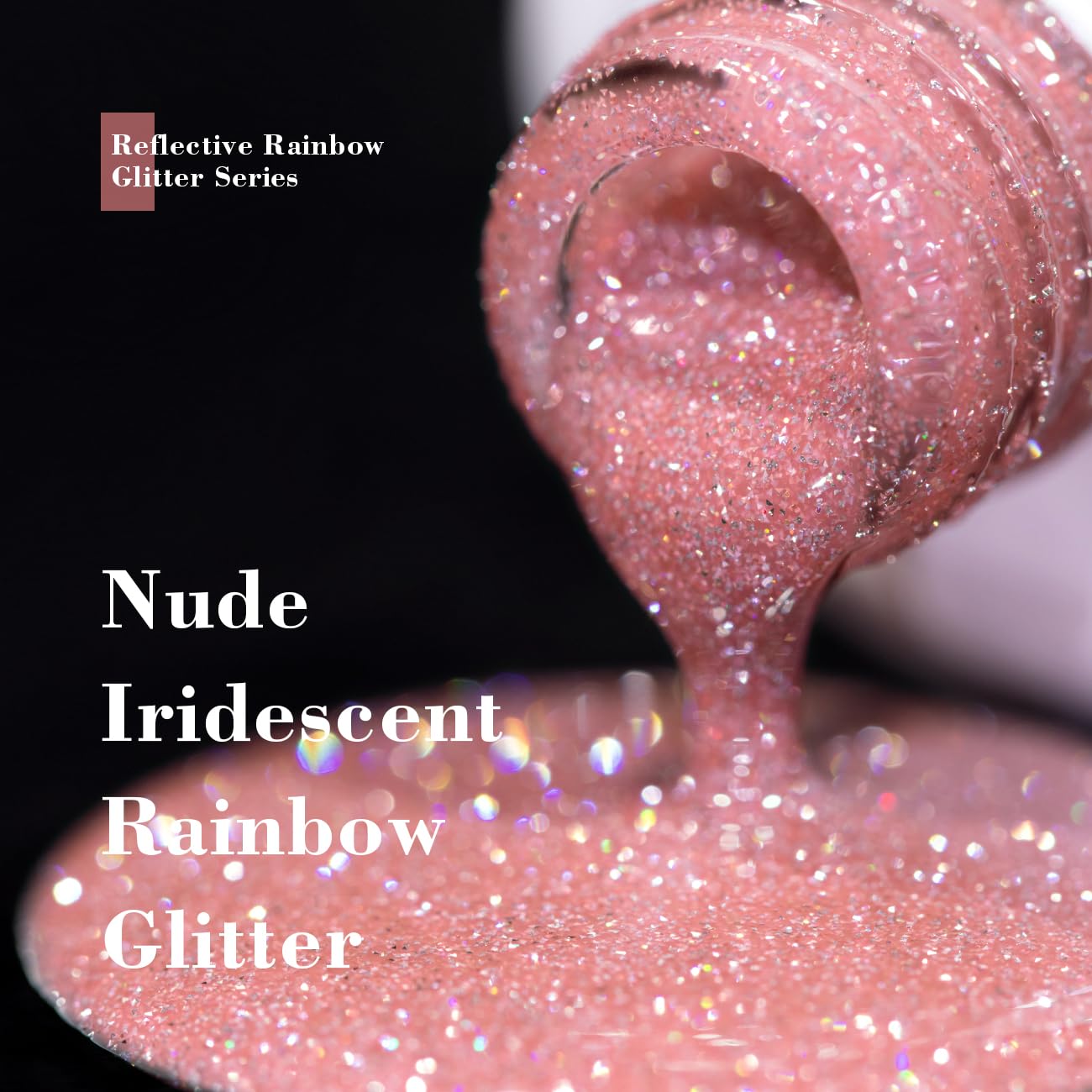 RARJSM Reflective Gel Polish Glitter Pink Nude Sheer Pink Jelly Gel Nail Polish Natural Skin Tone Sparkle Flash Rainbow Diamond Silver Shimmer Soak off Curing Requires Home Salon 15ml Single Bottle
