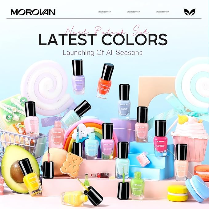 Nail Polish Set Fingernail: Pastel Macaron Rainbow Nail Polish Kit Regular Neon Air Quick Dry Nail Polish Pack for Women Nail Art Design Gift Holiday Party 0.27oz