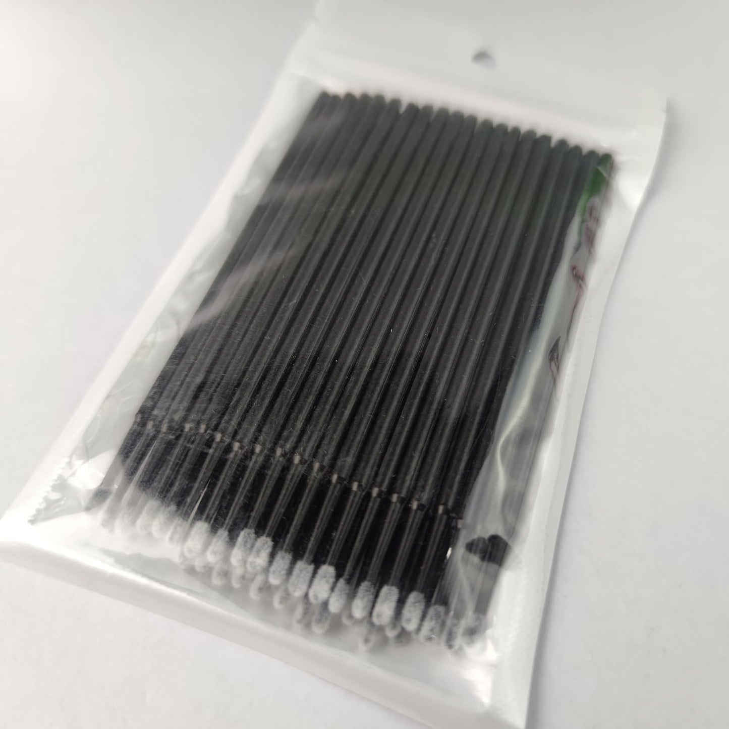 50 Pieces Microswabs for Eyelash Extensions, 10CM Lash Cotton Swabs, Microfiber Wands Brush for Lash Removal, Clean Mascara (Simple Packaging)-(Black)