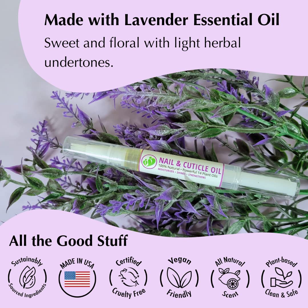 All Natural Nail Oil Cuticle PEN by MONA Brands | Restores & Protects Damaged Cuticles & Nails | Moisturizes, Strengthens, Soothes, Shines | (1-PK LAVENDER (2.5 mL))