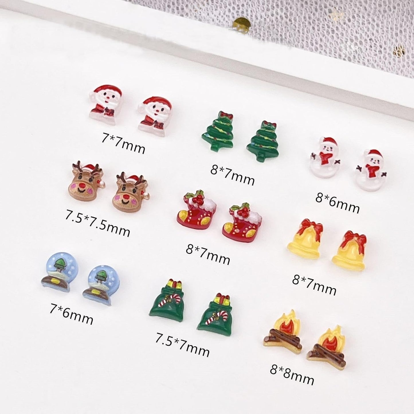 Christmas Nail Art Charms Santa Claus Snowman Resin Nail Charms Elk Bell Santa Tree Torches Red Shoes Nail Art Rhinestones Flat Back Christmas Nail Supplies for Women Girls Manicure DIY Decoration