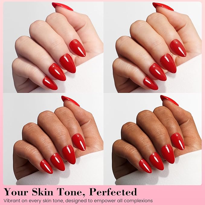 HEMA-Free Red Gel Nail Polish, 18 ML Bright Red Gel Polish for Women, Same Color Same Bottle U V Soak Off Gel Polish, Long-Lasting Professional Gel for Nail Art Salon & Home DIY Manicure