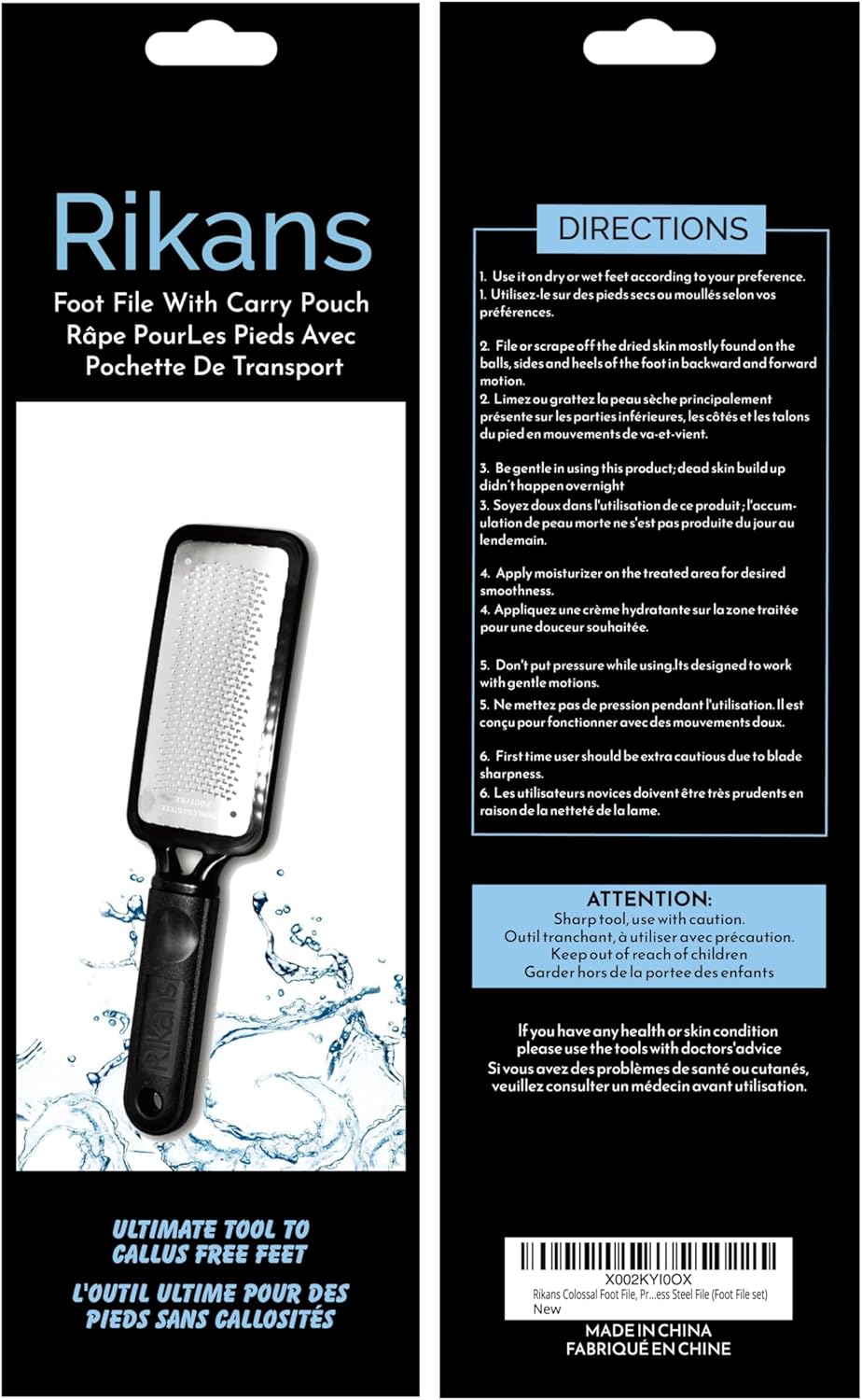 Rikans Colossal Foot File, Professional Foot Rasp Callus Remover, Foot Care Pedicure Tool to Remove Hard Skin,Can Be Used on Wet or Dry Skin, High Grade Stainless Steel File (Foot File Set)