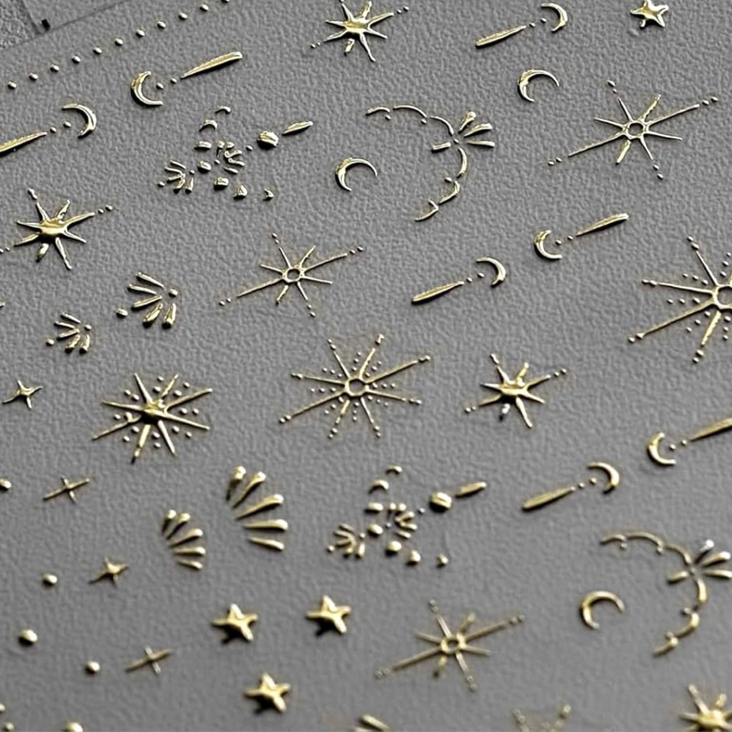 2 Sheets 3D Nail Stickers Star Moon Nail Art Decals Gold Silvery Nails Supplies Self-Adhesive Manicure Supplies for Women