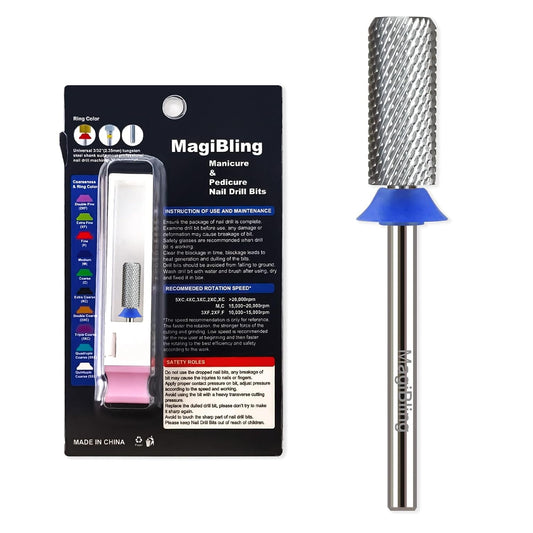 Professional Small Barrel Nail Drill Bits Flat Top, 3/32'' Safety Tungsten Carbide Bits, Two-Way Rotation, Soft and Hard Gel Removal Polishing, Tech and Beginner Bits, Medium.