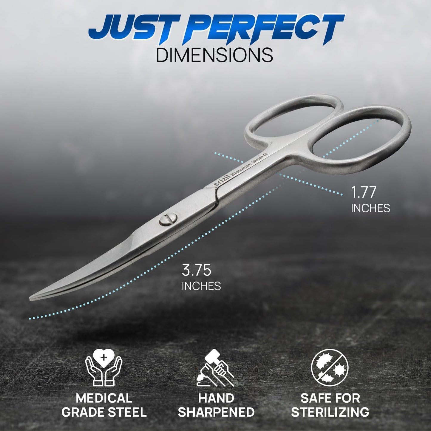 Nail Scissors for Women & Men – Stainless Steel, Curved Blade, Sharp Scissors for Toenails, Manicure, Pedicure, Cuticle For Home & Professional Use (Cuticle Scissors with Leather Case)