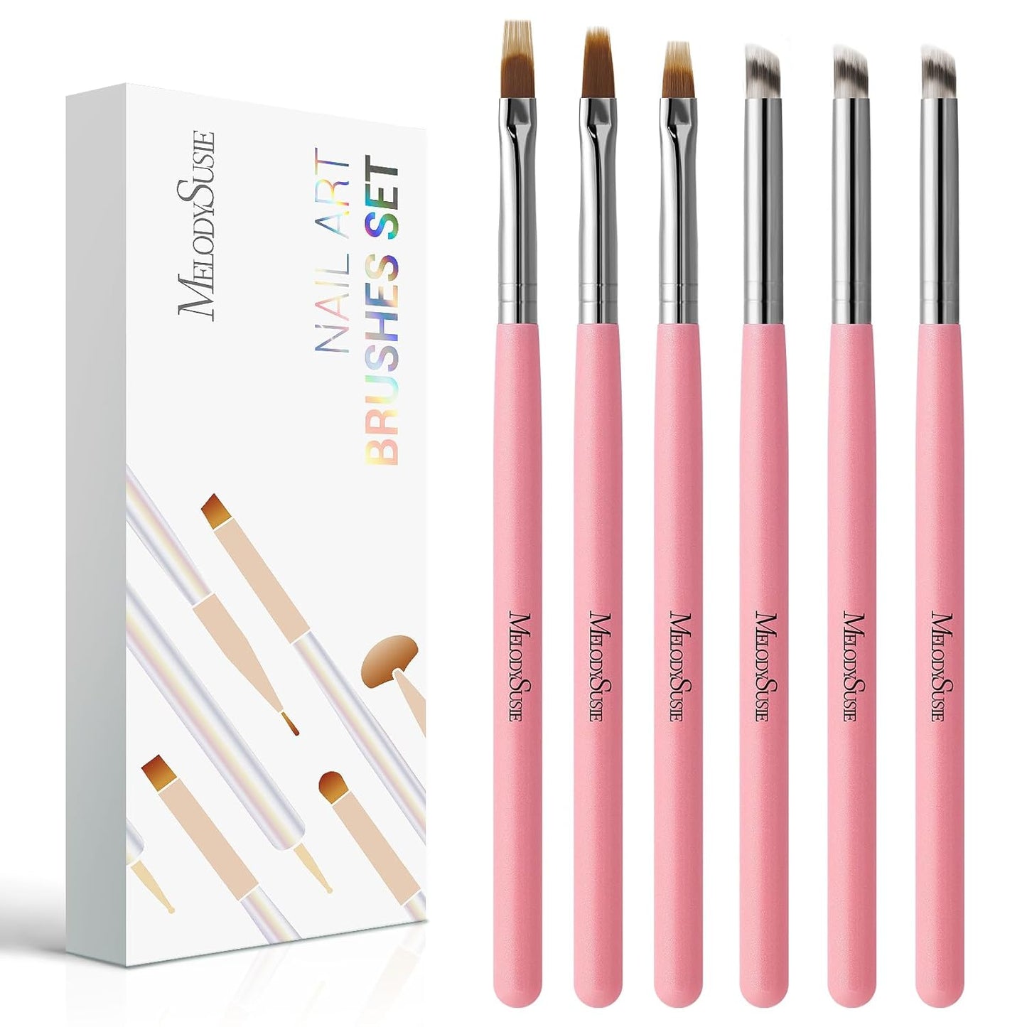 MelodySusie 6Pcs Ombre Nail Brushes,Nail Gradient Painting Pen for Blooming Nails, Gradient Nail, Manicure Nail Art Tools, Professional Accessories for Home and Salon Use