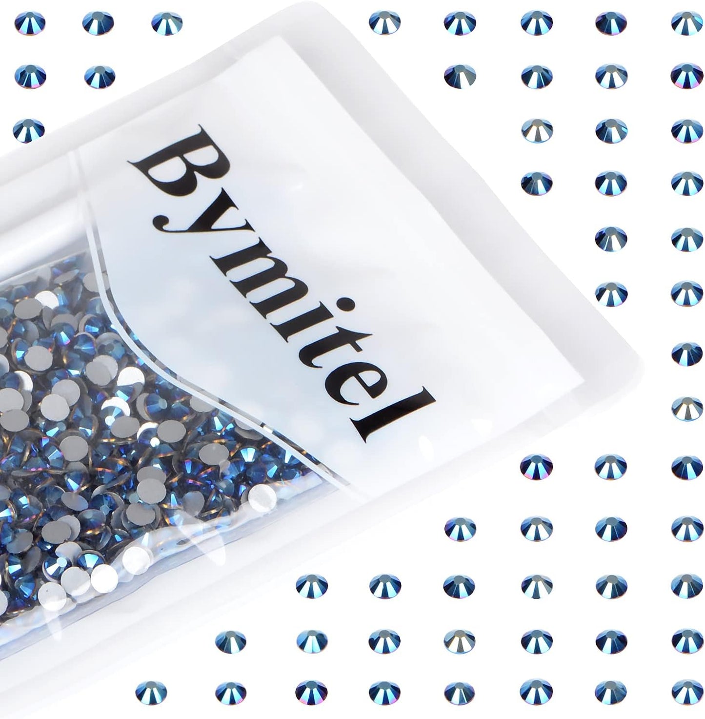 1440PCS Art Nail Rhinestones Non Hotfix Glue Fix Round Crystals Glass Flatback for DIY Jewelry Making with one Picking Pen (ss20 1440pcs, Mine Blue)