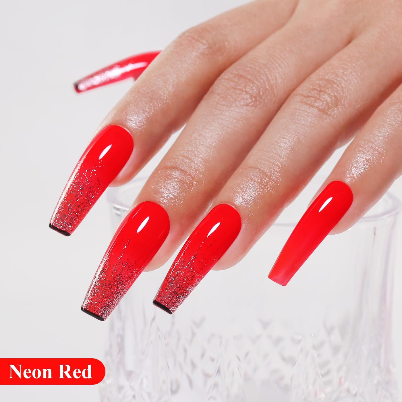 Imtiti Neon Gel Nail Polish, Neon Red Nail Gel Polish High Gloss Soak Off UV LED Spring Summer Nail Art Manicure Salon DIY Design 10ML