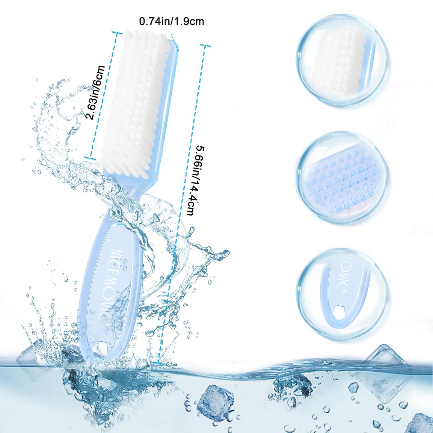 NICEMOVIC 10 Pcs Nail Brush for Cleaning Fingernails, Handle Grip Nail Scrubber Brush, Hand Fingernail Cleaner Brush Manicure Tools Scrub Cleaning Brushes Kit, Use for Toe and Nail Cleaning (Clear)