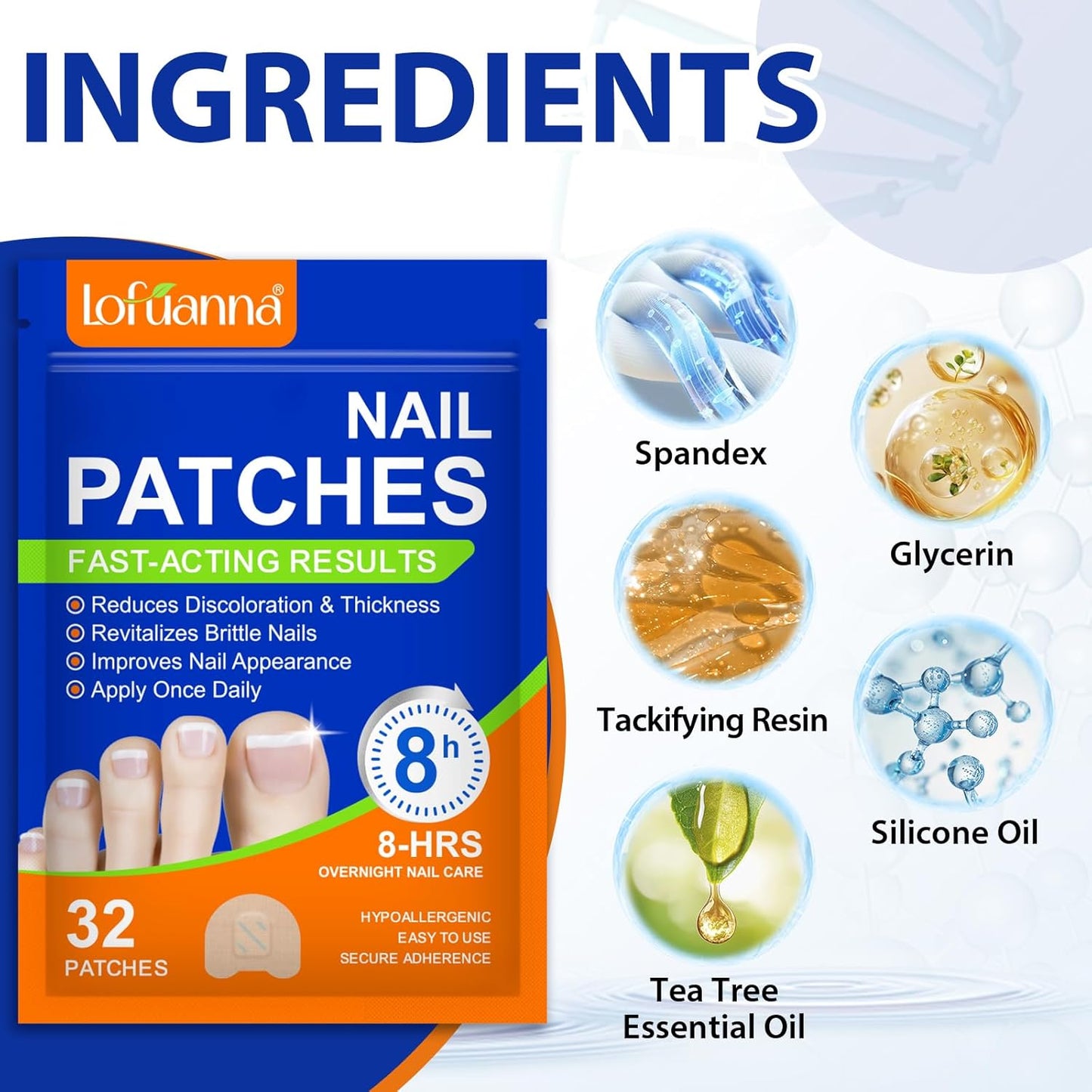 Extra Strength Toenail Treatment - 64 Pcs Nighttime Nail Patches, Overnight Toe Nail Treatments for Damaged Nails Foot Nails Repair and Care, 8-Hour Restores Healthy Appearance