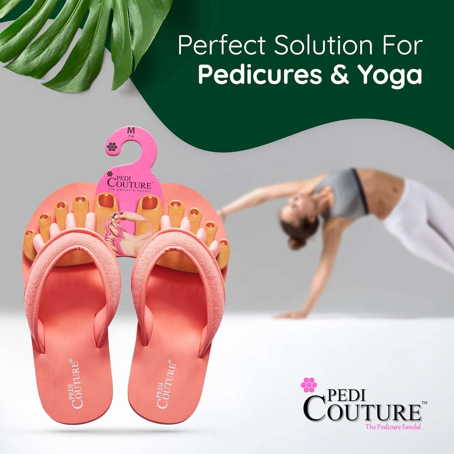 Pedi Couture Pedicure Sandals with Built In Toe Separators for Women - Comfortable Spa Style Flip Flops for Home, Salon, Yoga & Gym Use