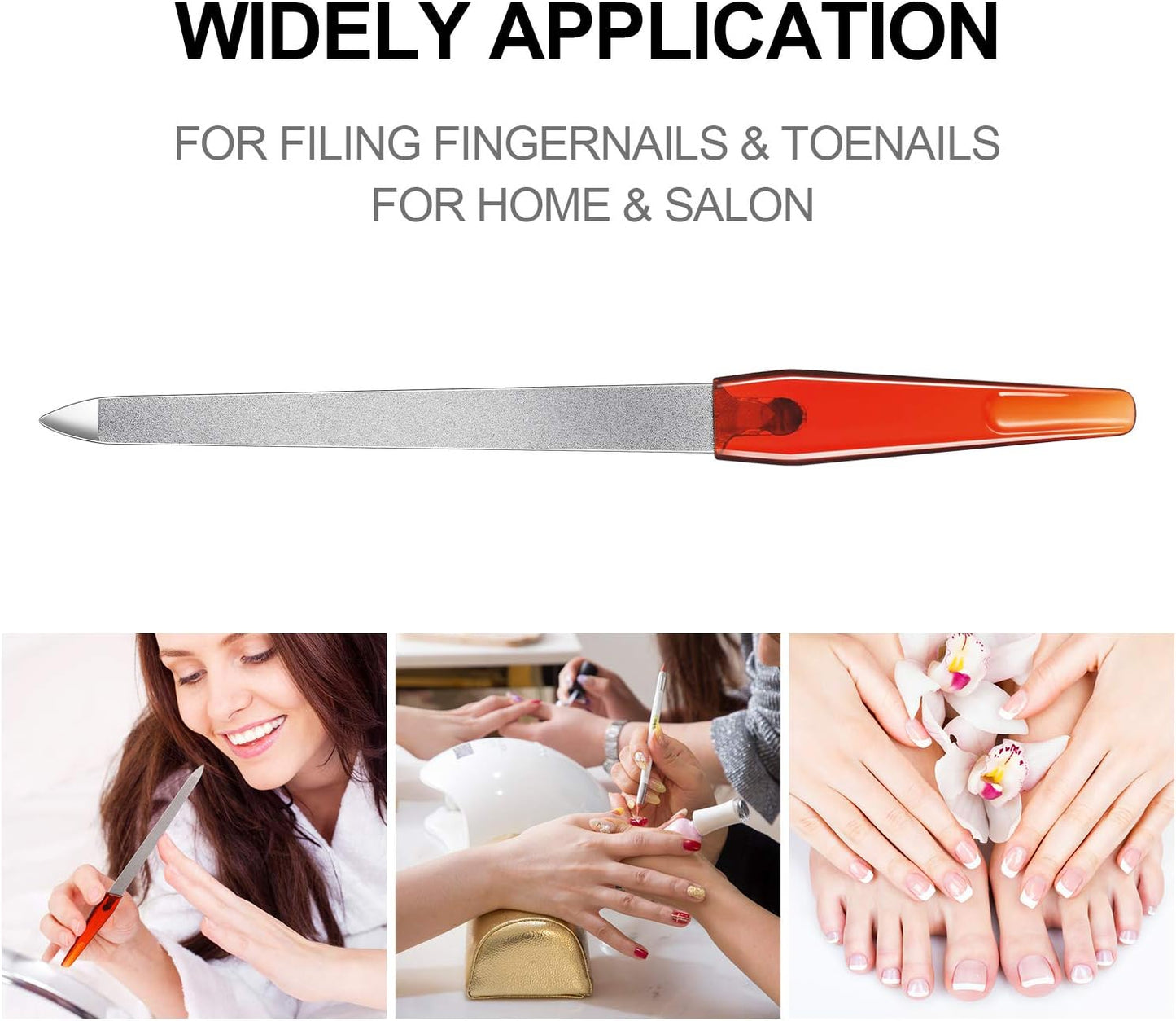 12 Pcs Metal Nail File 6.7 Inch Stainless Steel Nail File Double Sides with Anti Slip Handle Fingernails Toenails Manicure Tool for Woman and Men(Brown)