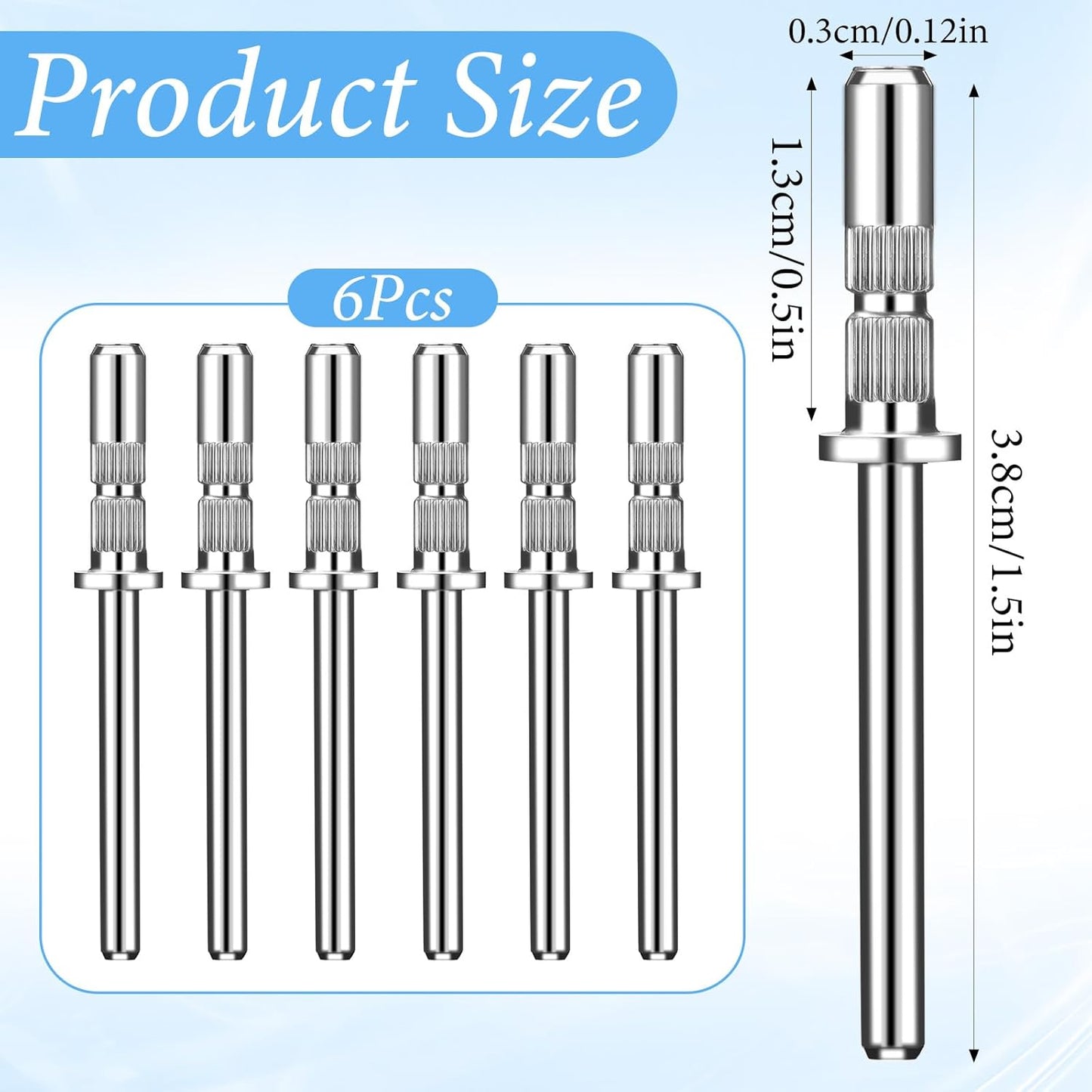 6 Pcs Mandrel Bits for Small Sanding Bands, 3 mm Small Mandrel Nail Bit Sanding Bits for Nails Drill Sandings Band Nails Drills Bit for Electric File Sanders Manicure Pedicures Tool Home Salon