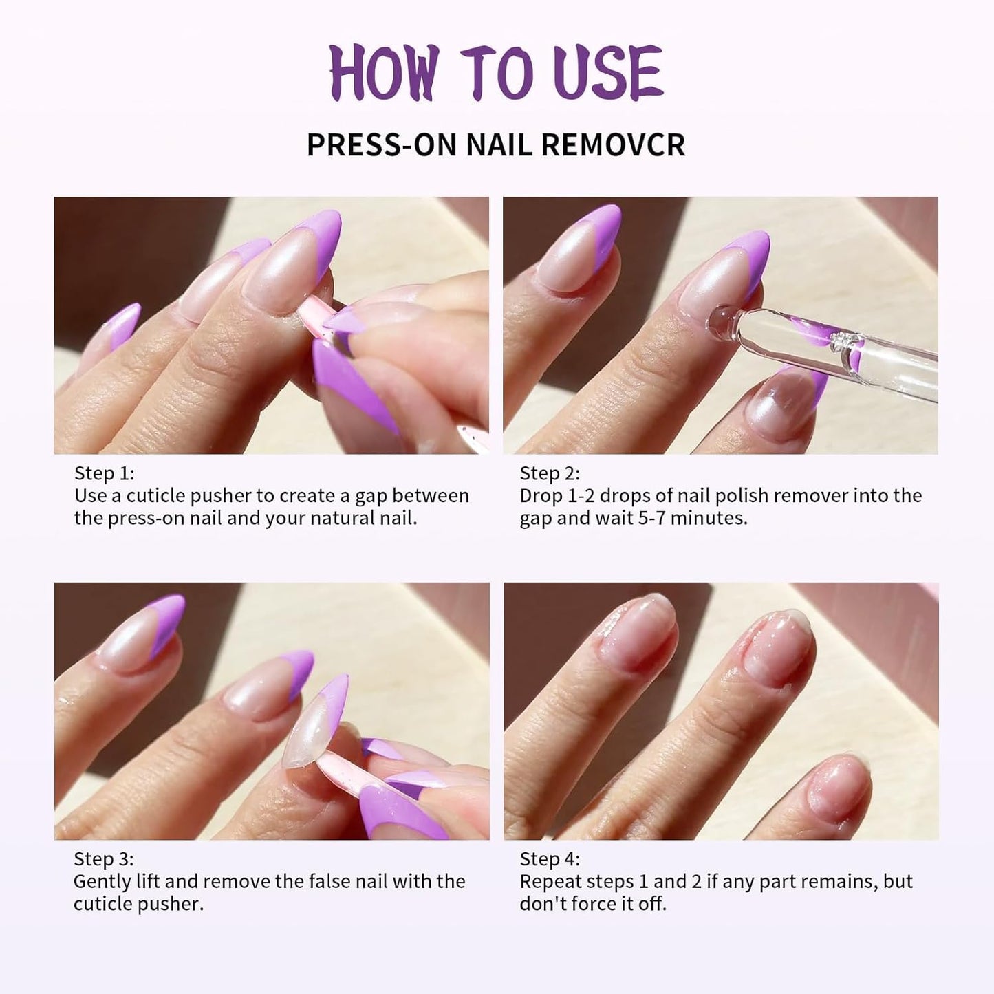 60 ML Nail Glue Remover for Press on Nails with Crystal Stick, Acetone-Free Odorless Nail Gel Glue Remover, Soft Painless Removal for Nail Tips