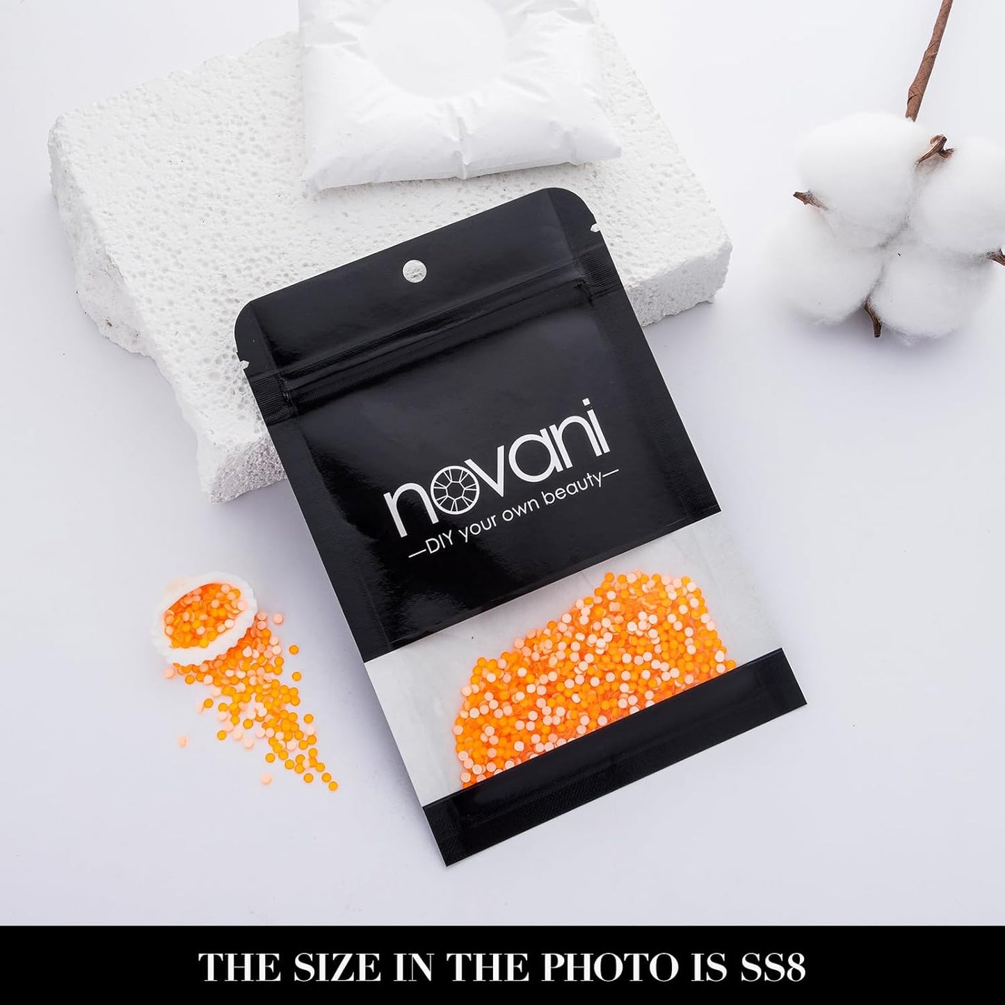 Novani 3000 Pieces Flatback Rhinestones Glass Round Gems Neon-Orange Crystals for Nail Art DIY Crafts Clothes Shoes,SS8,2.3-2.5mm