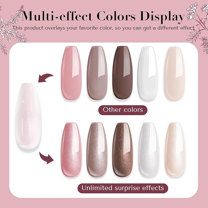 AZUREBEAUTY Nail Polish Set 4 Colors Pink Nude Glitter Nail Polish Quick Dry Natural Nail Lacquer Fingernail Kit with Top Coat DIY Salon Home