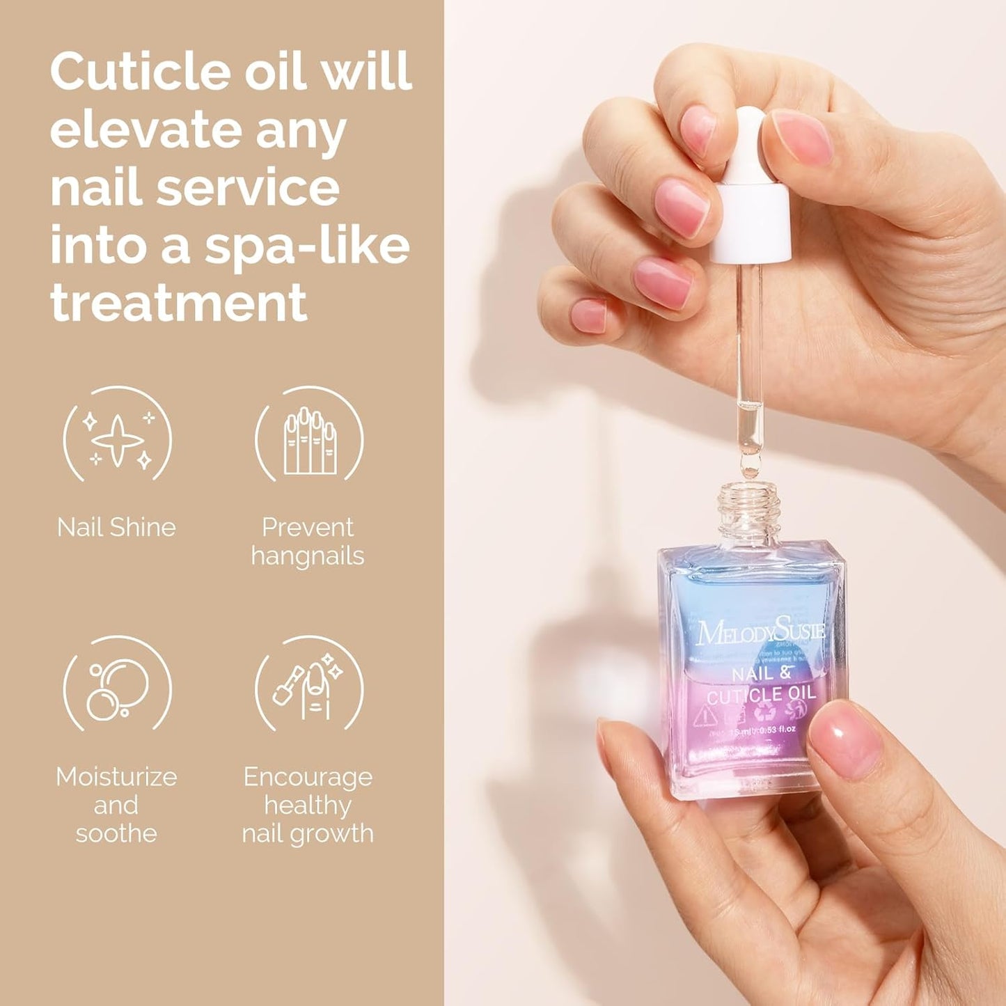 MelodySusie 15ML Cuticle Oil,Nail Strengthener with Jojoba& Vitamin E,Nail Growth that Repairs Cuticles & Promotes,Moisturizes & Conditions Dry Skin,Lavender