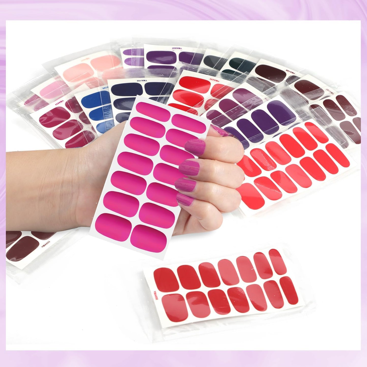 DANNEASY Nail Polish Strips (20 Sheets - Dark Solid & Matte) Gel Nail Stickers Full Nail Wraps Gel Nail Strips Self-Adhesive Manicure Sticker Nails for Women with Nail File, Cuticle Stick