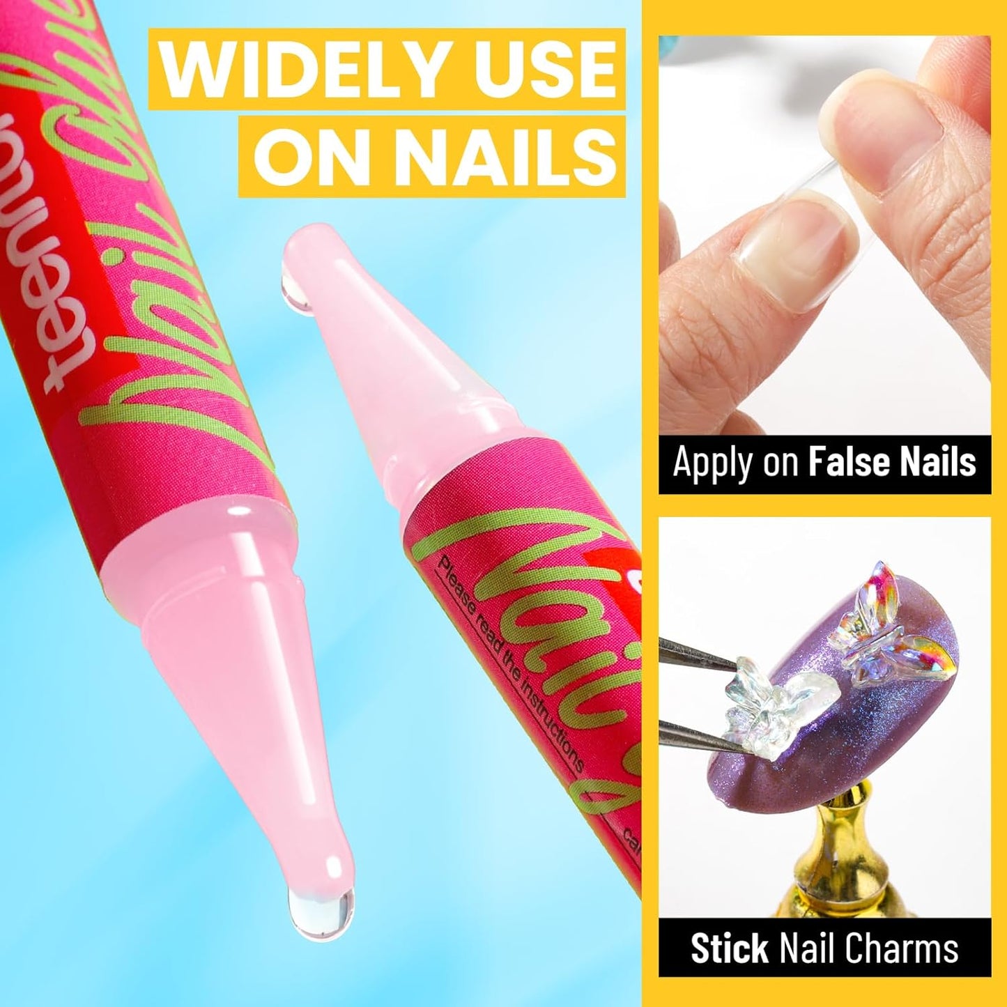 Teenitor Nail Glue for Acrylic Nails, 15pcs Press on Nail Glue Strong, Best Nail Glue for Press on Nails Long Lasting Nail Glue for Nail Tips