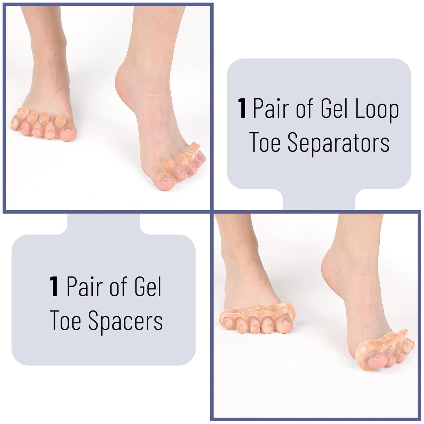Dr. JK- ToePal Gel Toe Separator, 2 Pairs, Toe Spacers, Bunion Corrector, Christmas Gifts