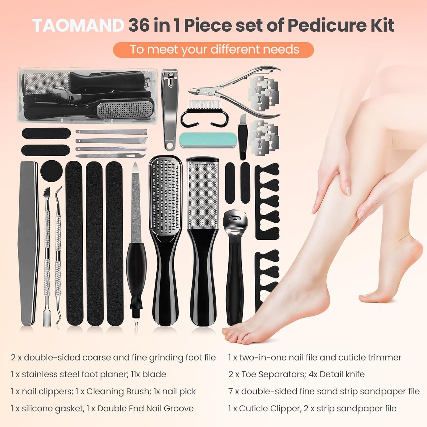 Electric Foot Callus Remover with 36 in 1 Pedicure Kit | Adjustable Speed | Mini Portable | 60 Pcs Sandpaper Discs | Professional Electric Callus Remover for Feet for Dead Skin and Calluses