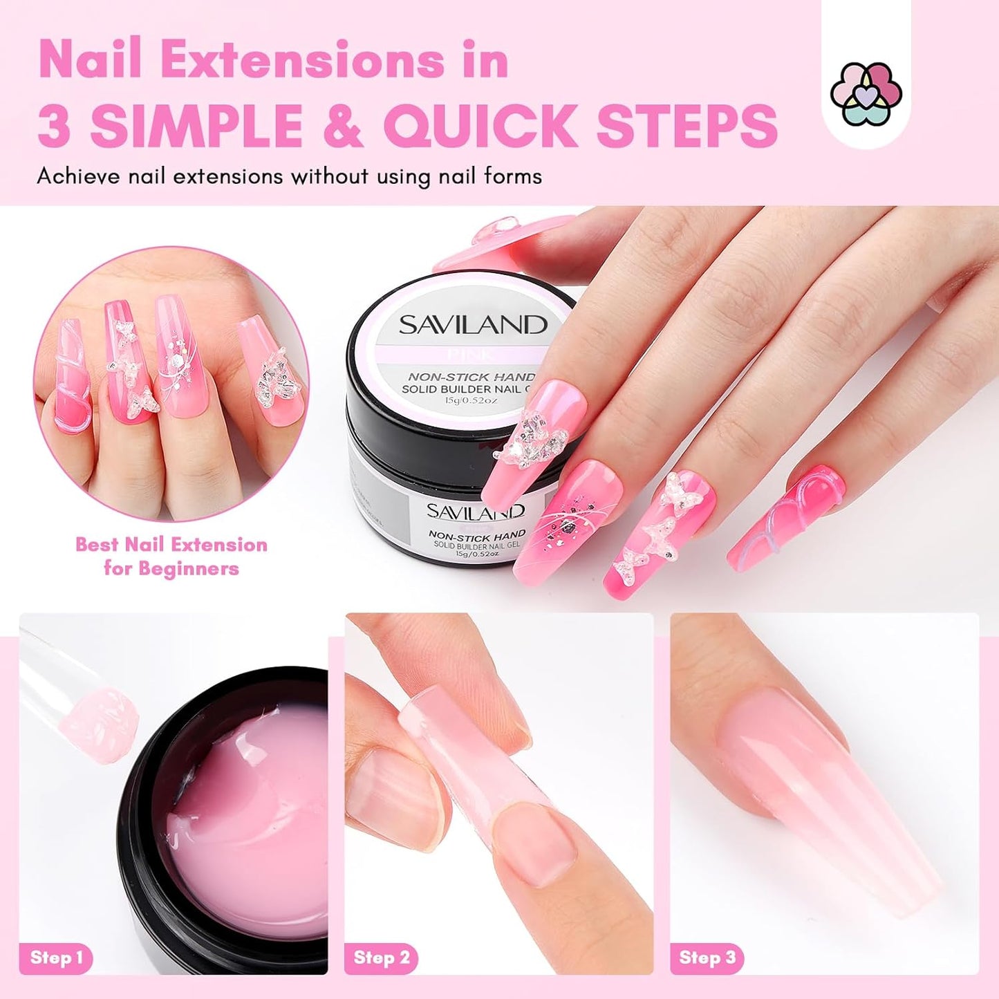 SAVILAND Solid Gel Builder: 6 Colors 3D Nail Gel No-Sticky Hand Nail Extension Sculpting Gels for Nails Art for Carving DIY at Home for Beginners