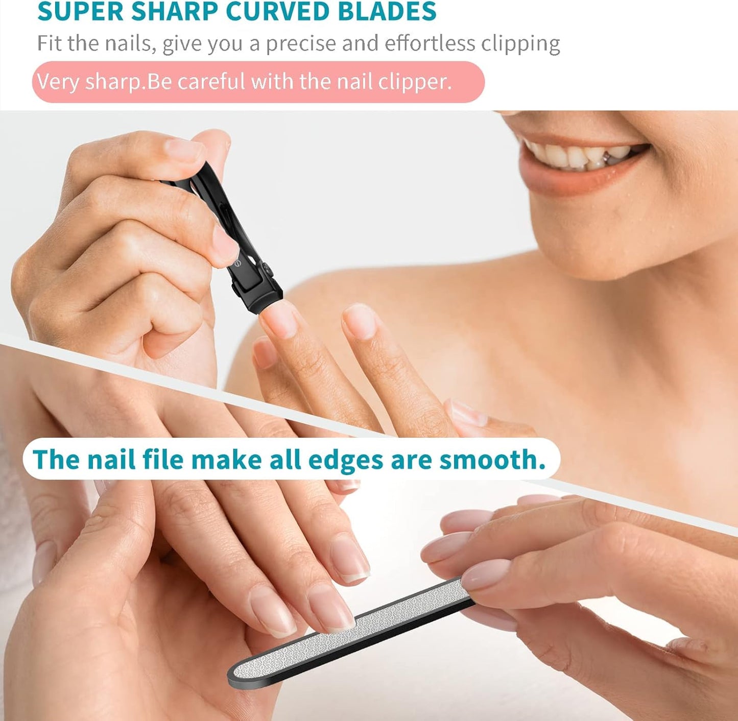 SZQHT Extra Wide Jaw Opening Nail Clippers for Thick Nails Cutter for Ingrown Toenail Clippers & Fingernails Manicure Set,Pedicure Kit,Men & Women(Black)