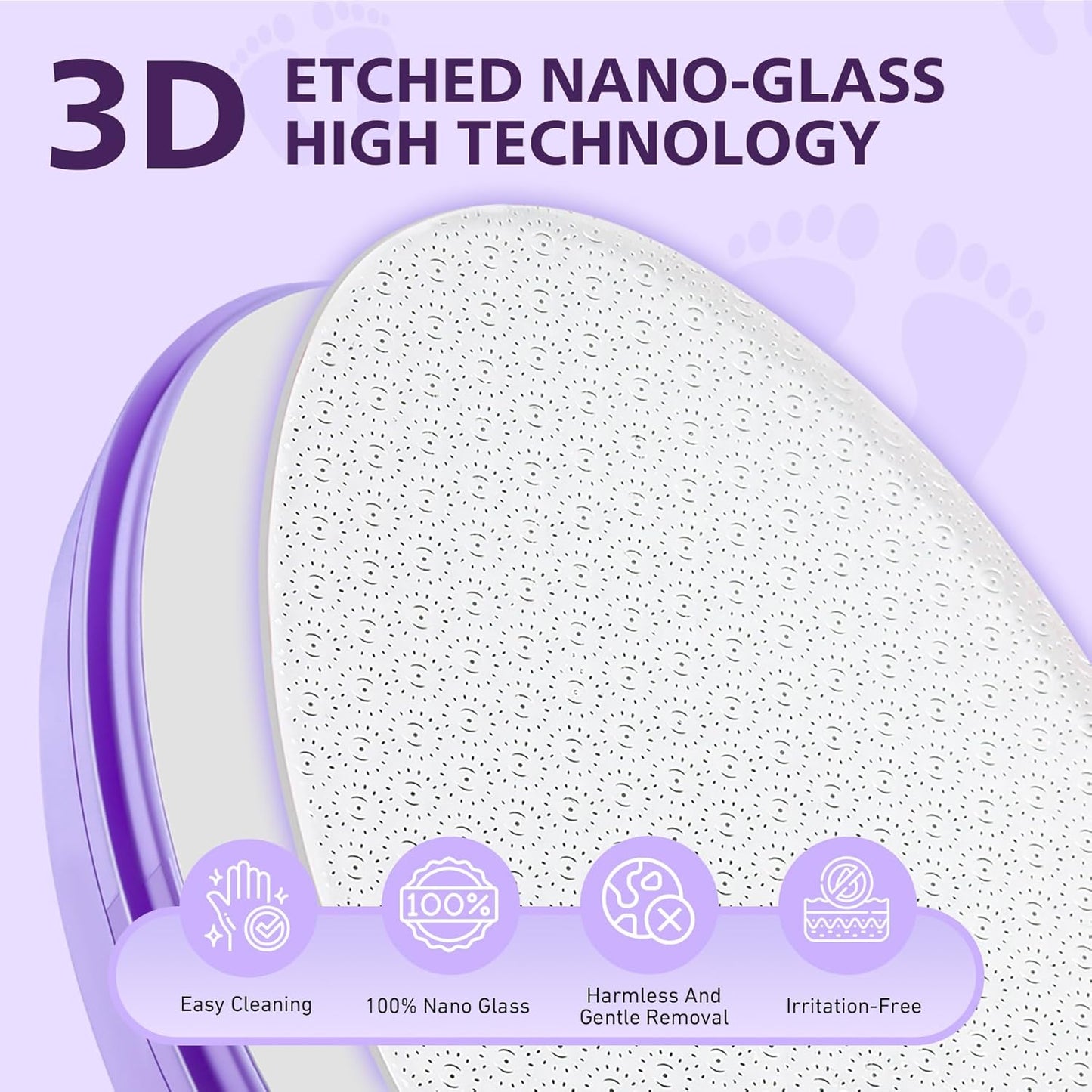 BALUCA Glass Foot File Callus Remover for Feet - Nano Glass Foot Scraper Scrubber Dead Skin Removal for Cracked Heels,Professional Pedicure Tool for Home, Salon, and Travel (Purple)