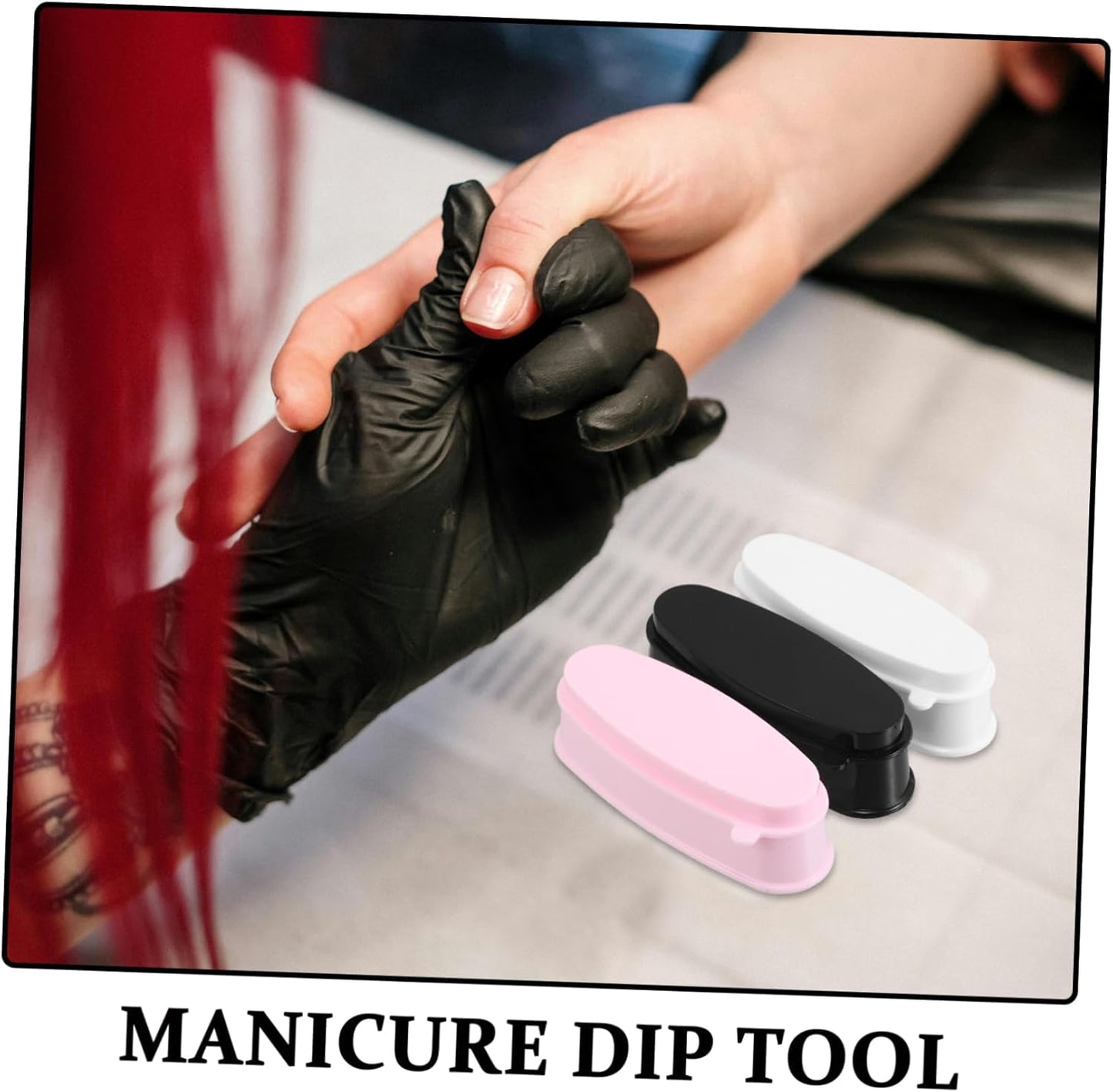 MERRYHAPY 3Pcs Nail Dip Powder Recycling Tray with French Tip Mold Compact Sanitary Durable Nail Art Organizer for Glitter Rhinestones and Excess Powder Storage