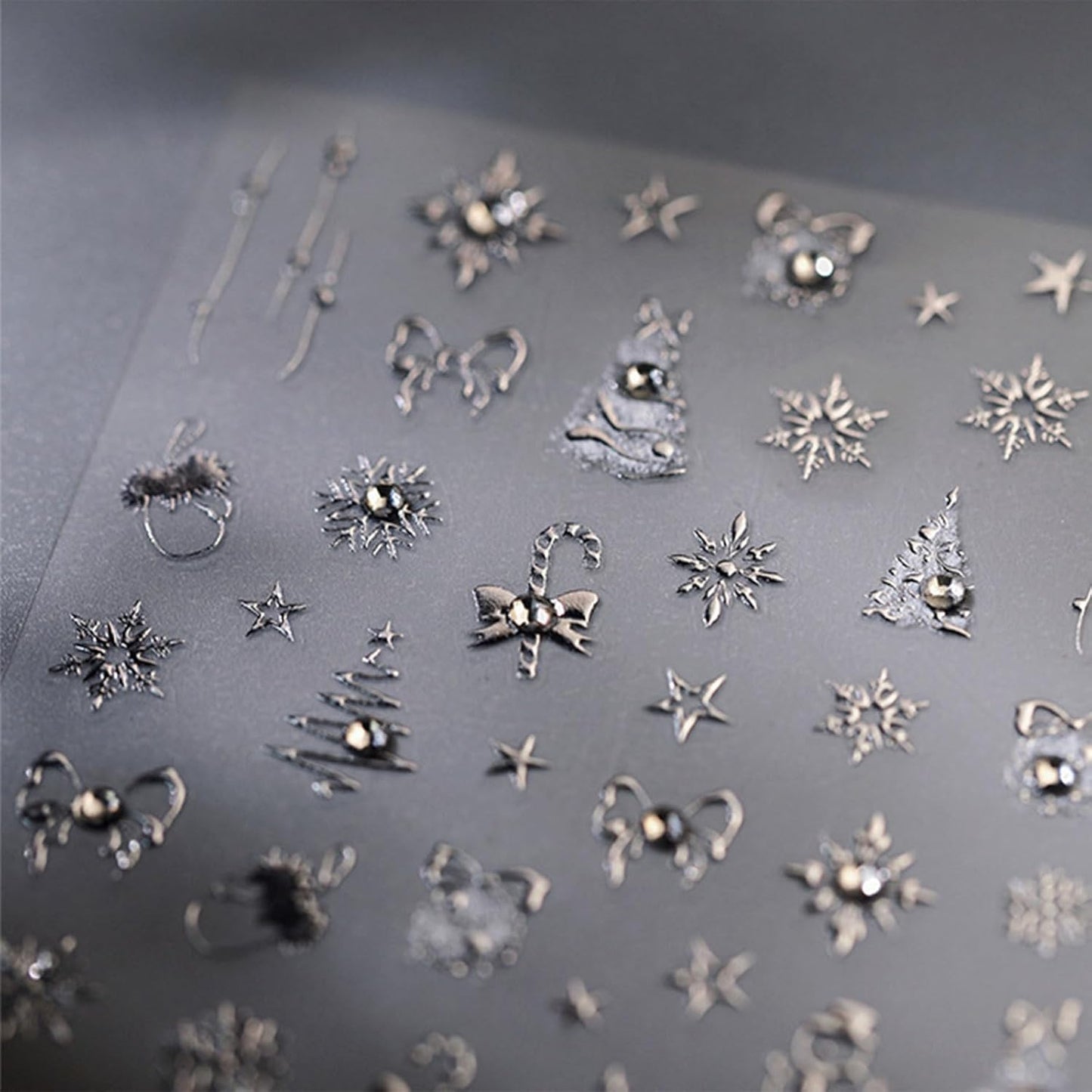 JMEOWIO 3D Embossed Christmas Holiday Snowflake Nail Art Stickers Decals Self-Adhesive 5D Nail Supplies Nail Art Design Decoration Accessories 1 Sheets