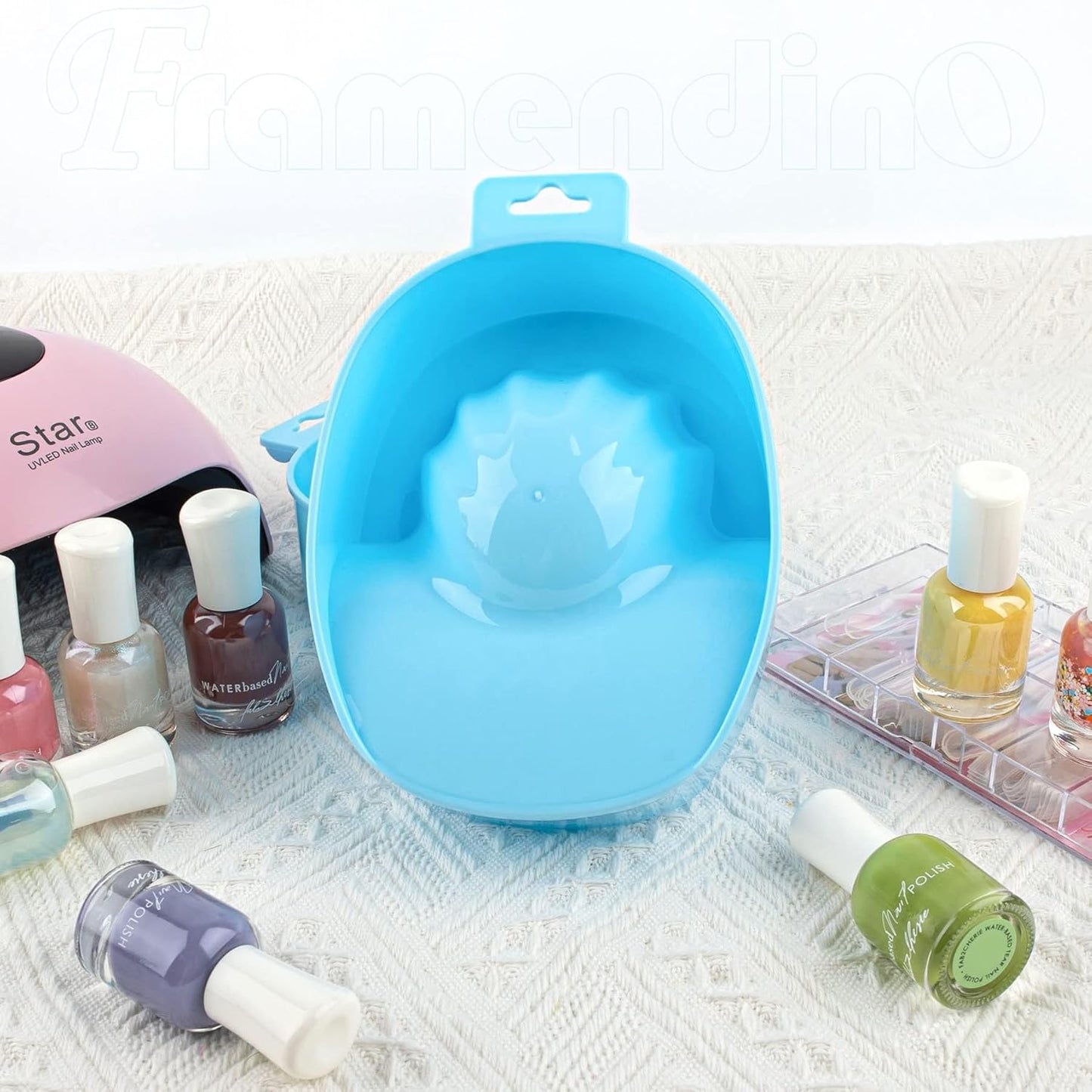 Framendino, 2 Pack Manicure Hand Bowl Nail Art Soak Off Bowls for Hands Wash Spa Tool Blue