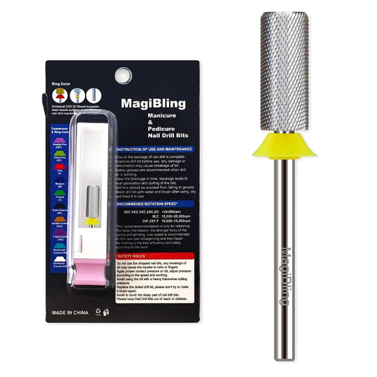 Professional Small Barrel Nail Drill Bits Flat Top, 3/32'' Safety Tungsten Carbide Bits, Two-Way Rotation, Soft and Hard Gel Removal Polishing, Tech and Beginner Bits, Extra Fine.