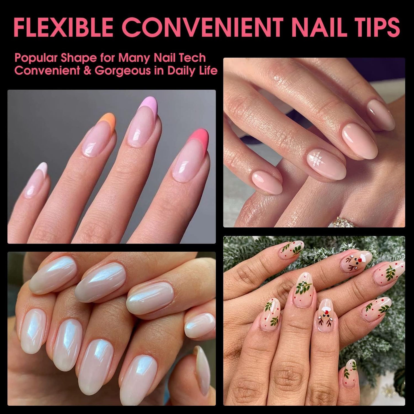 Short Almond Soft Gel Nail Tips, BORNBYME 216 PCS Pre Buff Full Cover Shaped Nail Extenison Tips Half Matte Gel Nail Tips