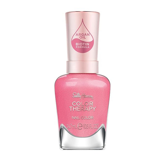 Sally Hansen Color Therapy Nail Polish | Biotin, Argan Oil, Long Lasting, Healthy Nails, Nail Strengthener, Opaque | 255 Lips Tulips | Rose Pink Nail Color