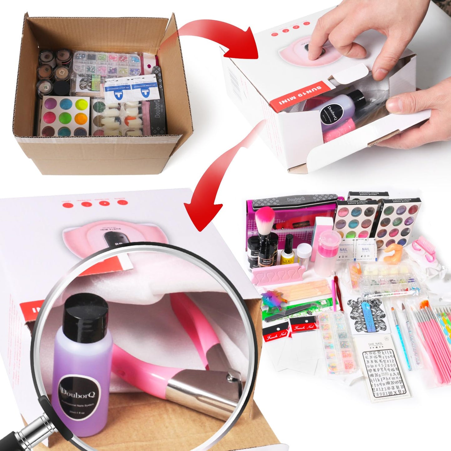DouborQ Acrylic Nail Kit With Everything,Nail Drill,Acrylic Nail Powder Kit For Beginners